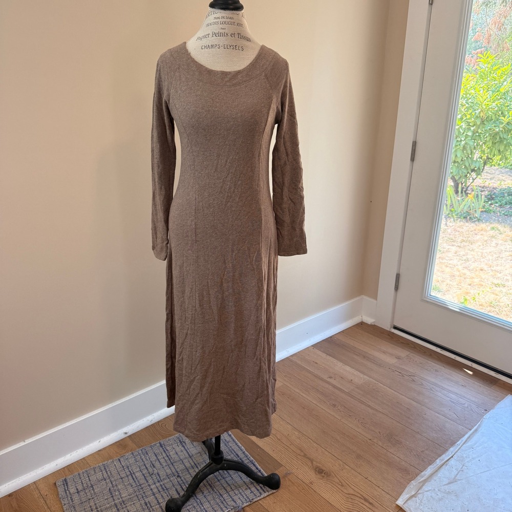 Soft Surroundings Women's Brown Knit Long Sleeve Maxi Dress Size XS